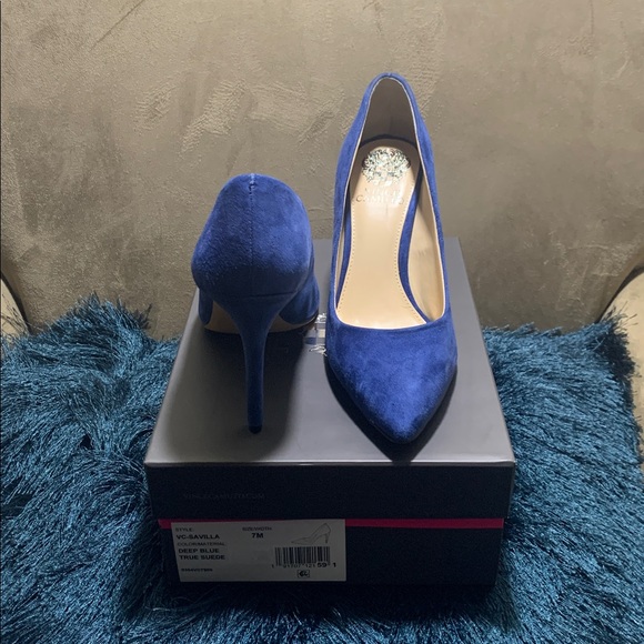 Blue Suede Women's Heels - Picture 3 of 4
